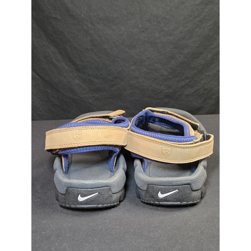 Nike Air Golf Sandals Womens 10 Tan Navy Blue‎ Leather Spiked 302135-221